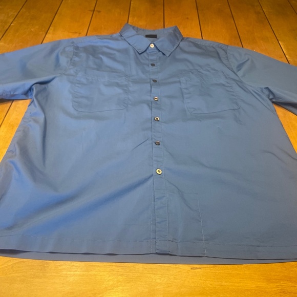 Scottevest Beachcomber Button Up Shirt XL Blue Multiple Hidden Pockets EUC - Picture 1 of 15